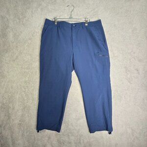 Eddie Bauer Pants Women's 14 Crop Blue Ripstop Stretch Pockets High Rise Cinch
